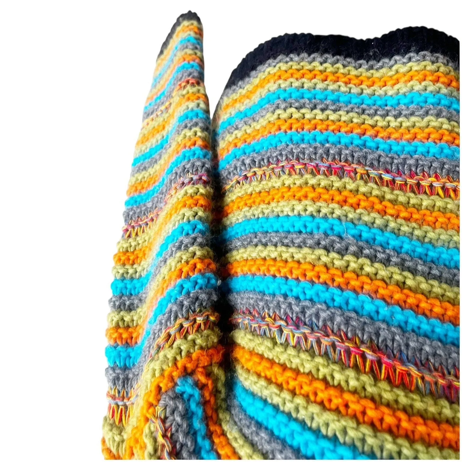 Sundance Crochet Chunky Knit Sweater Size Medium Crew Neck Colorful Cabin Core - Image 7