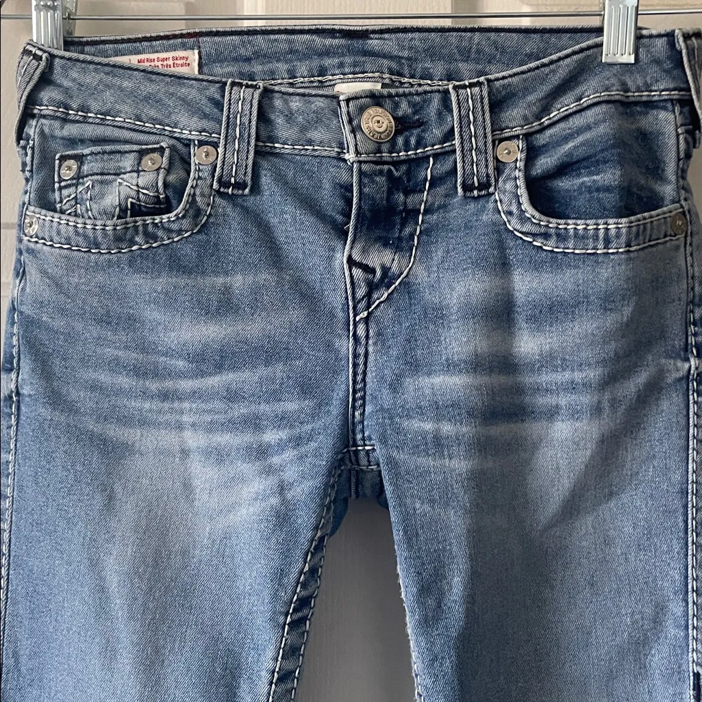 True Religion Women’s Halle Mid Rise Super Skinny Jeans Size 25 - Image 4