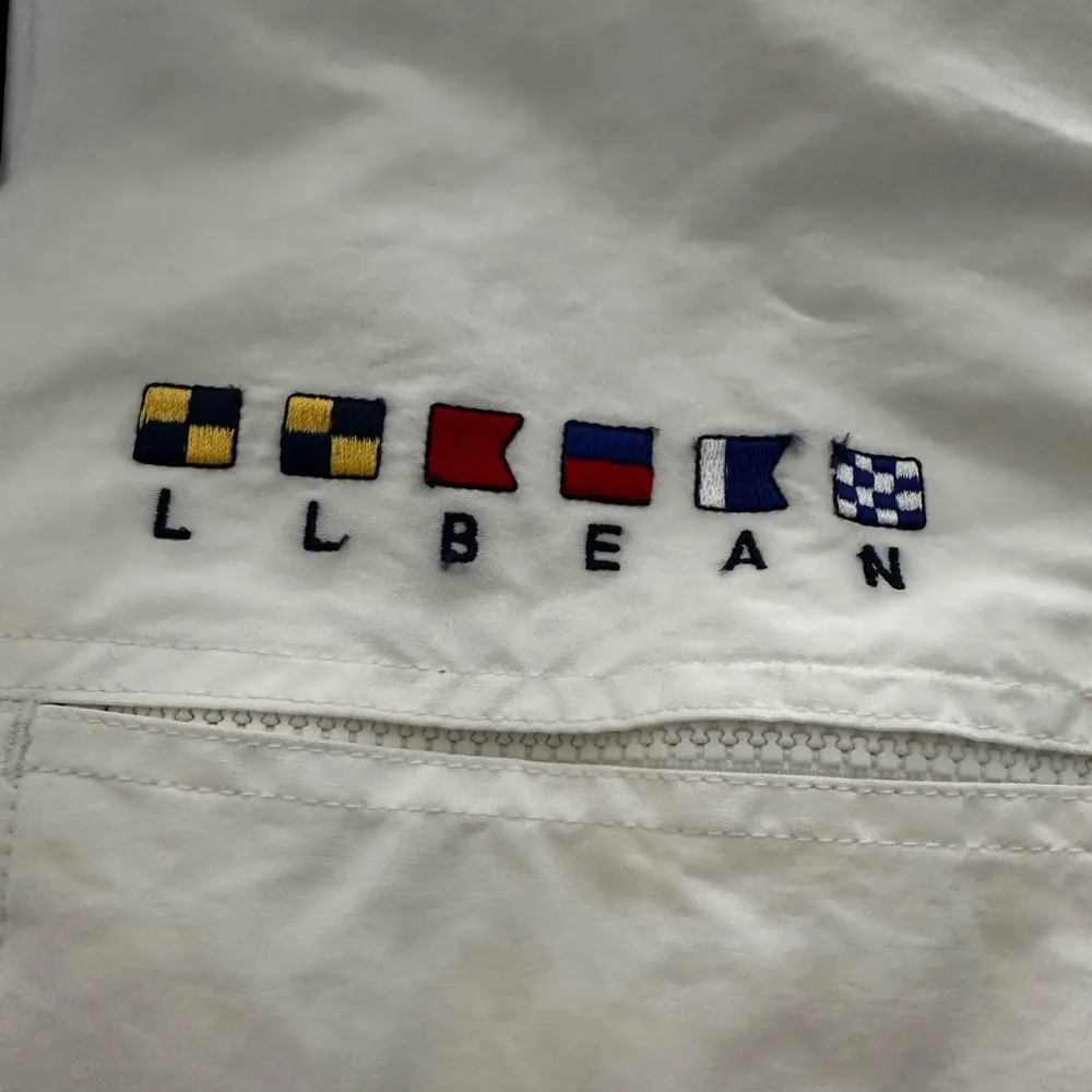 VTG 90’s Y2K LL Bean Jacket Womens L White Nautical Windbreaker Sailing Hooded. Size L - Image 6