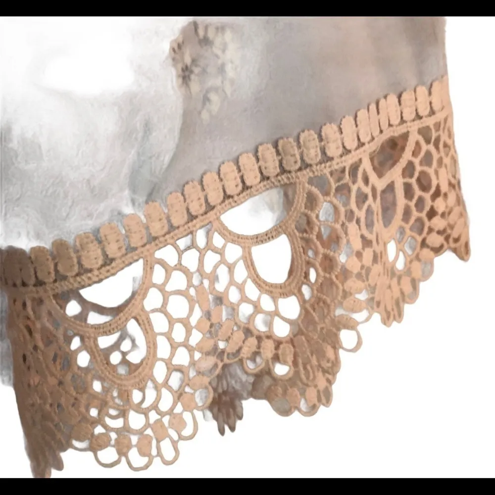 Flora Nikrooz Floral Print Short Bathrobe Kimono Size M Printed Crochet Cuff - Image 5