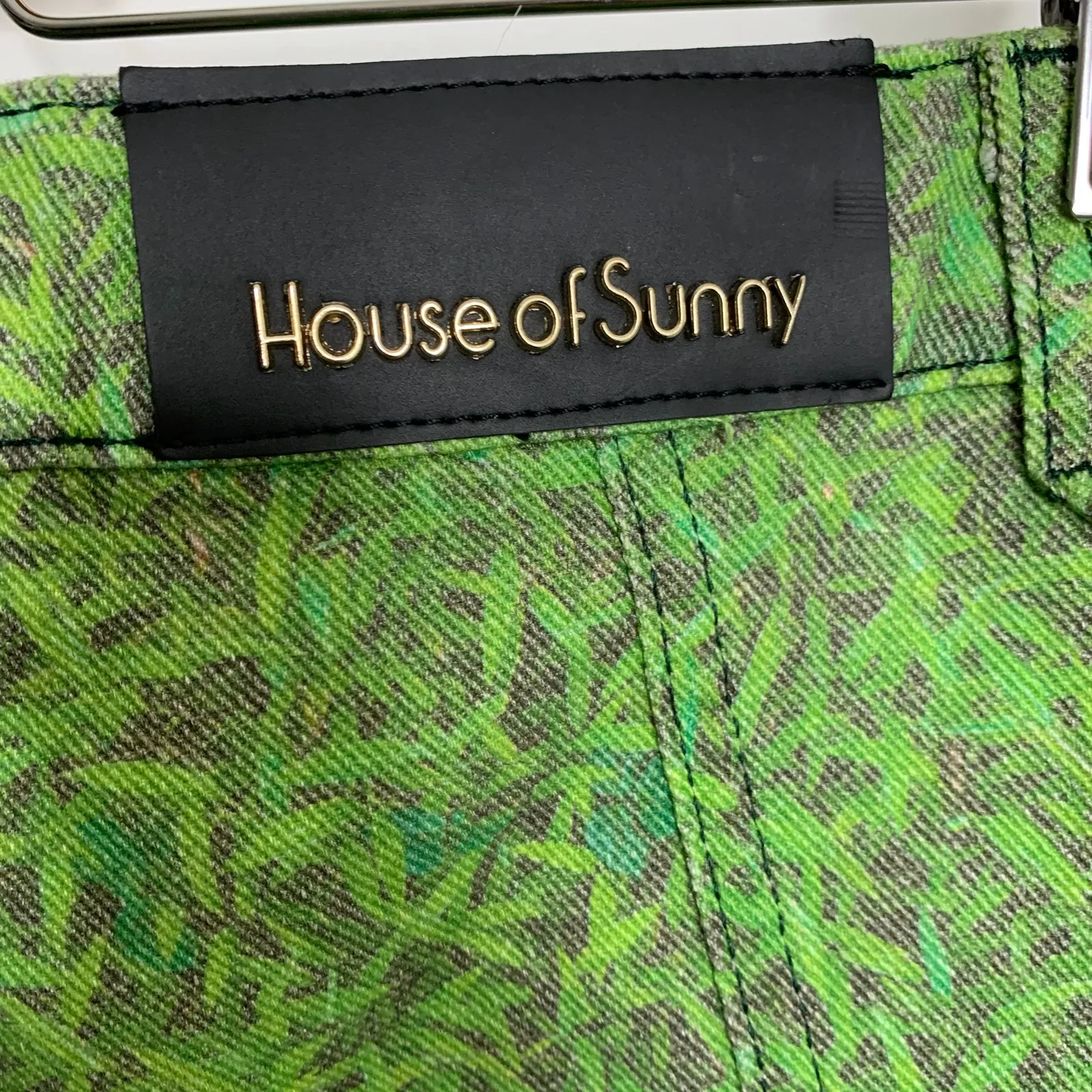 House of Sunny London Fields Jessie Straight Leg Grass Print Jeans Womens US4 Green Size 4 - Image 14