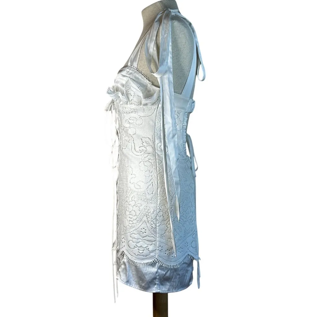 For Love & Lemons Zahra Mini Dress in White Medium New Womens Party - Image 5