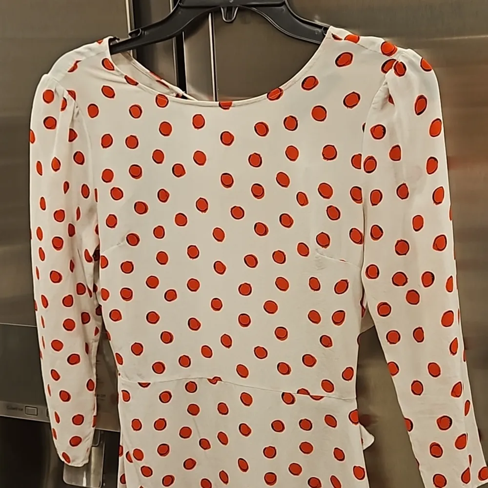 đź’•REALISATION PARđź’• Goldie Cherry Dress ~ Red Polka Dot Print XS 100% Silk - Image 13