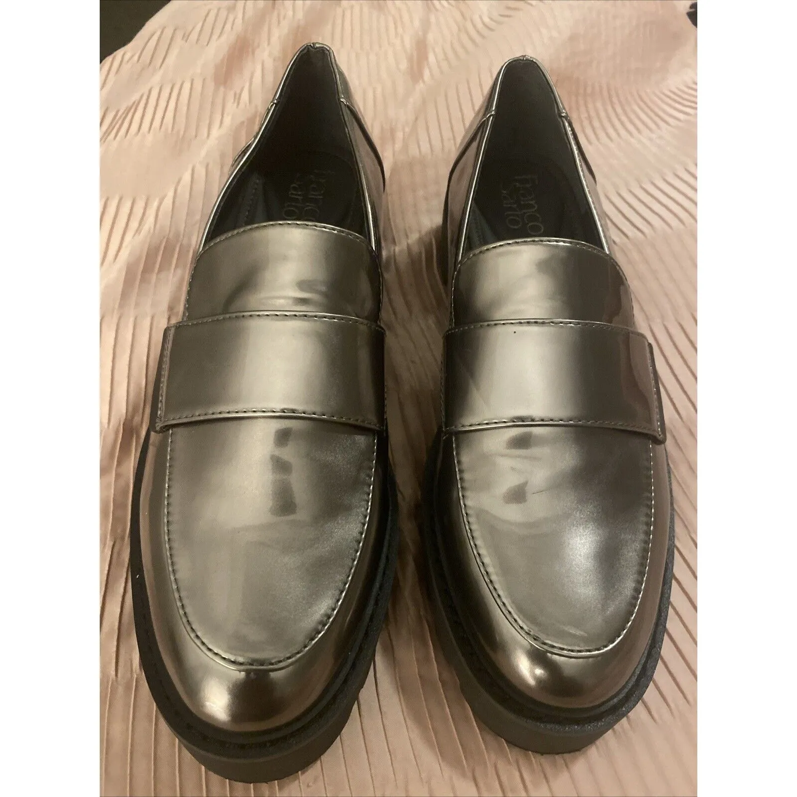 Franco Sarto Shoes Womens Size 8M Brindy Pewter Patent Leather Platform Loafer - Image 3