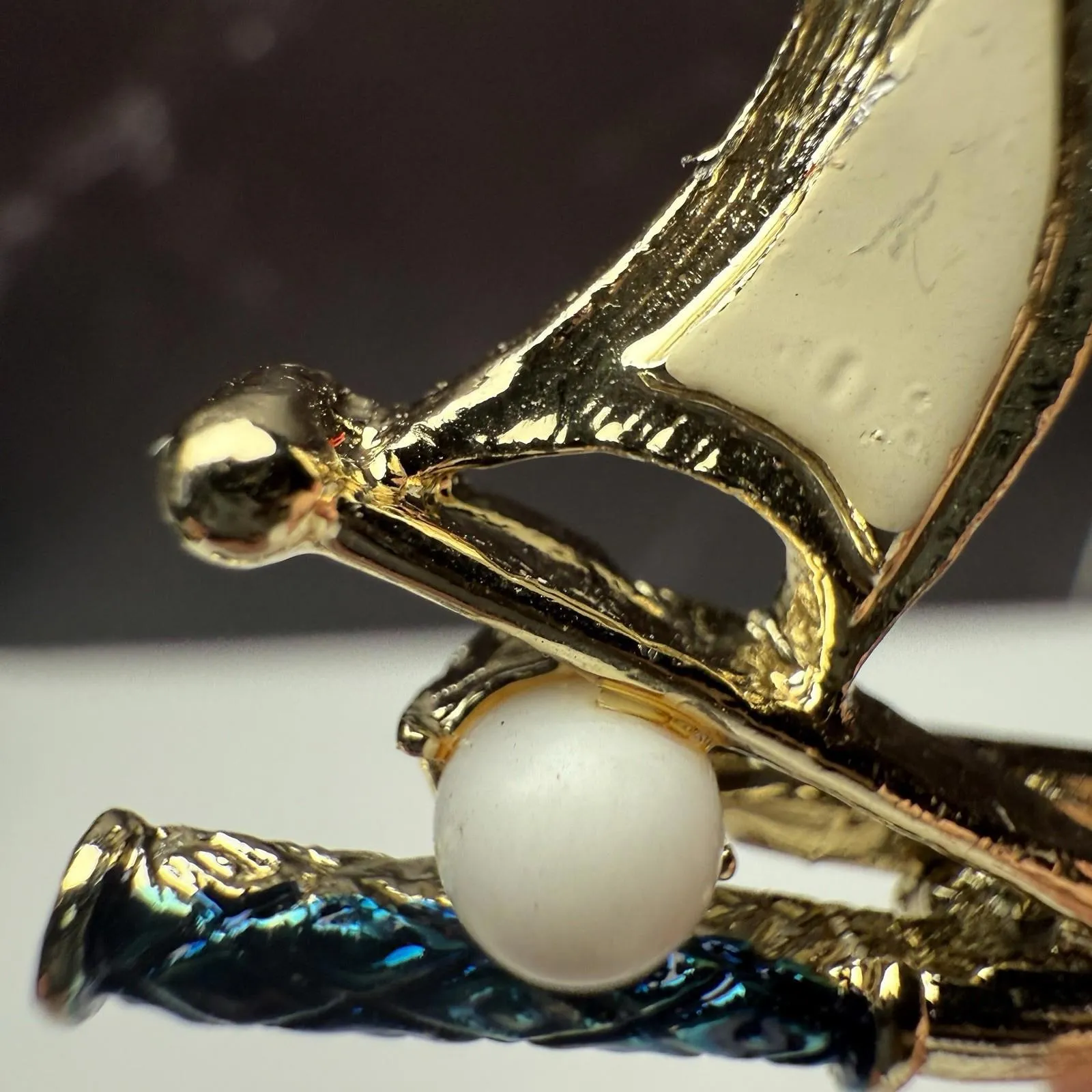 Gerry’s Golfing Golf Putter Ball & Flag Brooch Pin Signed Vintage Gold - Image 3