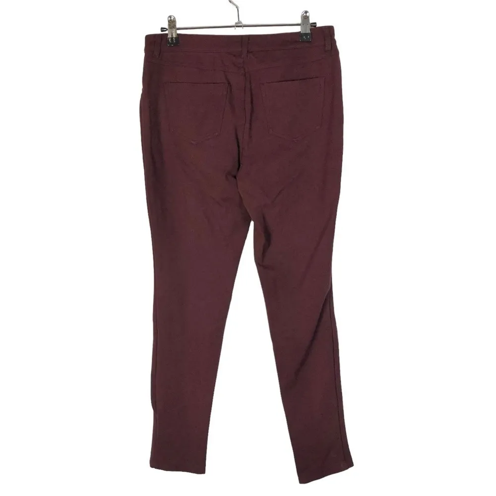 Versona Burgundy Red Moto Zip Pocket Skinny Leg Jeans 4 - Image 2