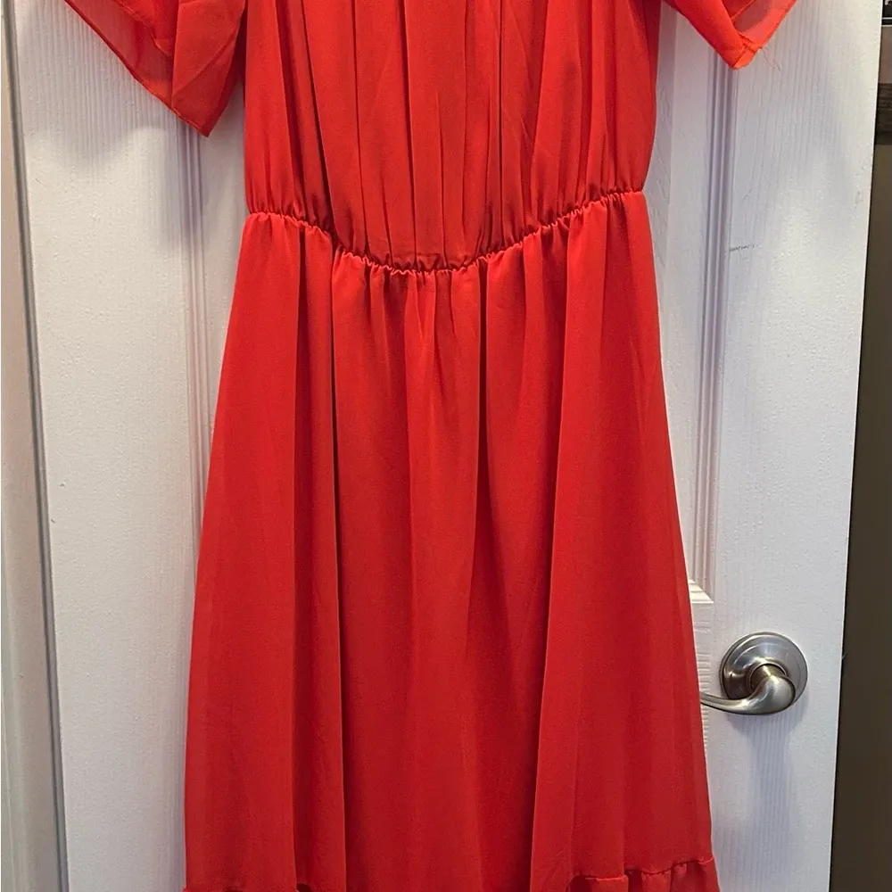 ePretty Chicago Orange Maxi Tiered Dress | Size Medium Red - Image 6