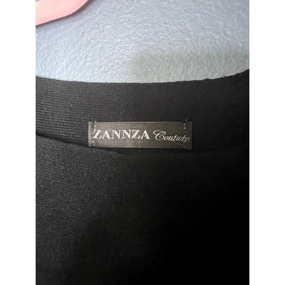 RARE! Zannza Couture Shoe Sweater Women's Size Large Poncho Laced up High Heel Black - Image 5