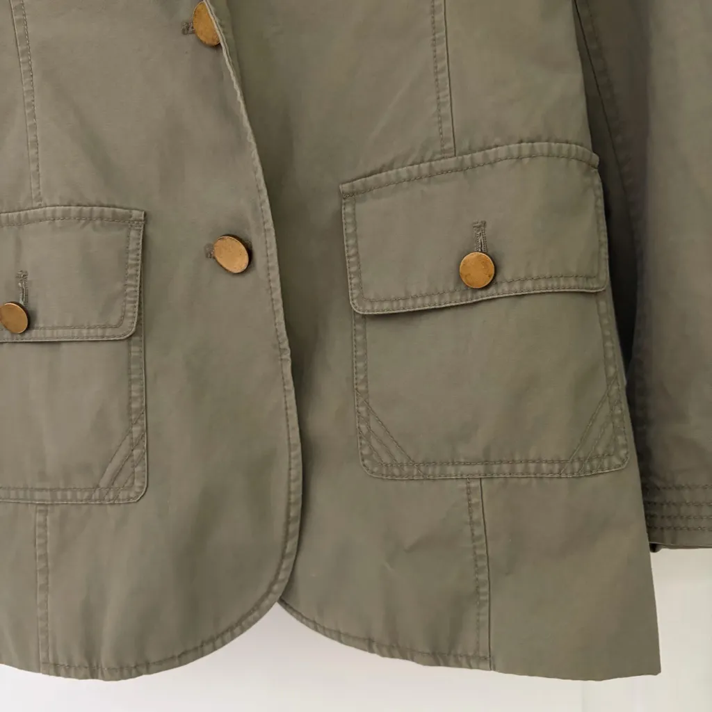 Tory Burch Army Green Military Style Jacket Size 6 - Image 4
