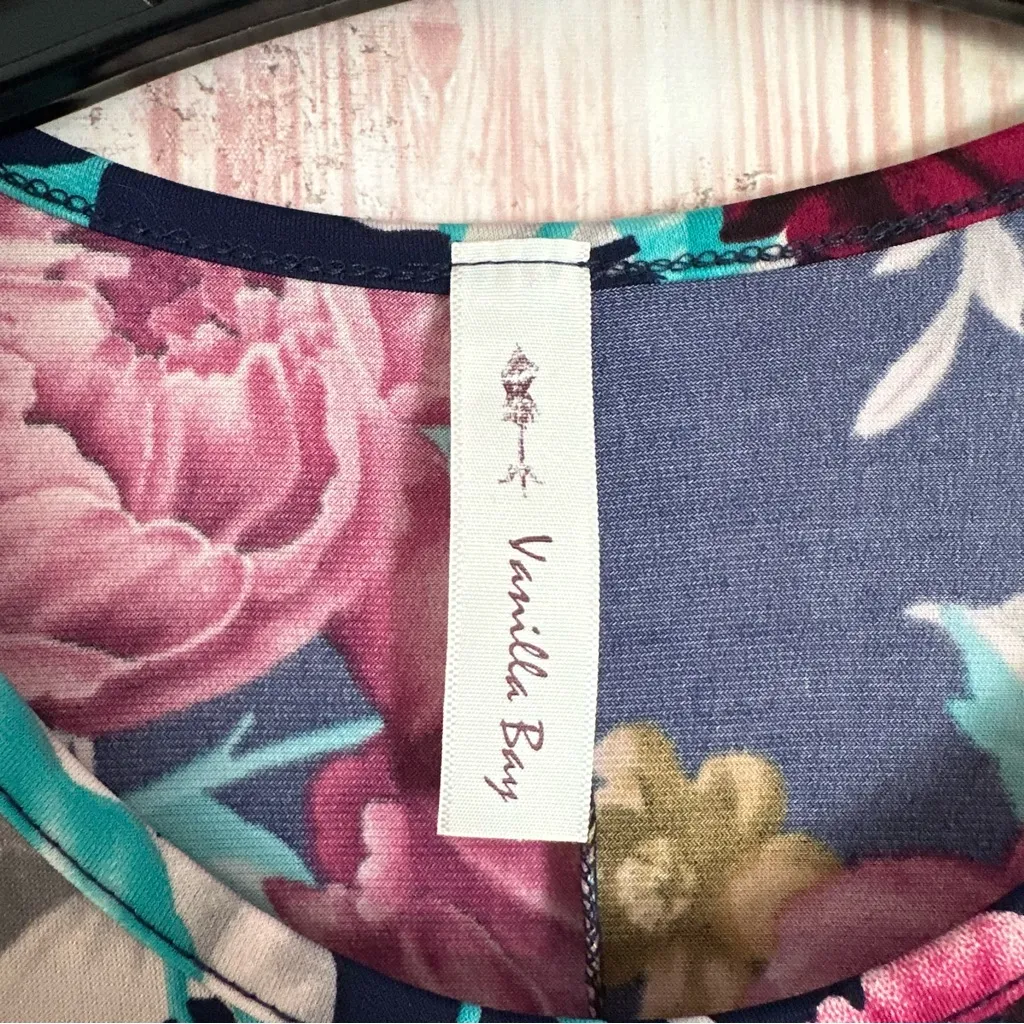 Vanilla Bay Navy Blue Bright Floral Print Swing Tank Dress - Image 6