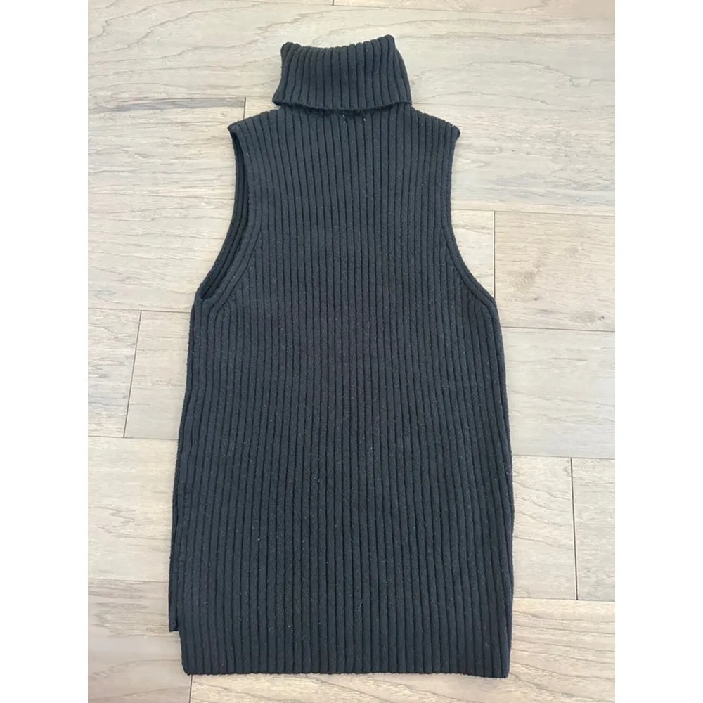 Women's H&M Black Knit Sleeveless Turtleneck Top/ Dress Size S - Image 3