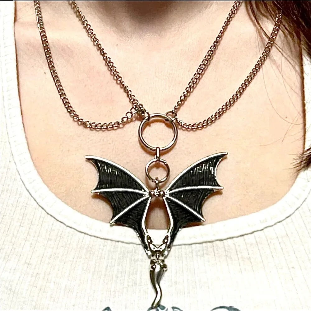 Bat Halloween Layered Chain Necklace New - Image 10