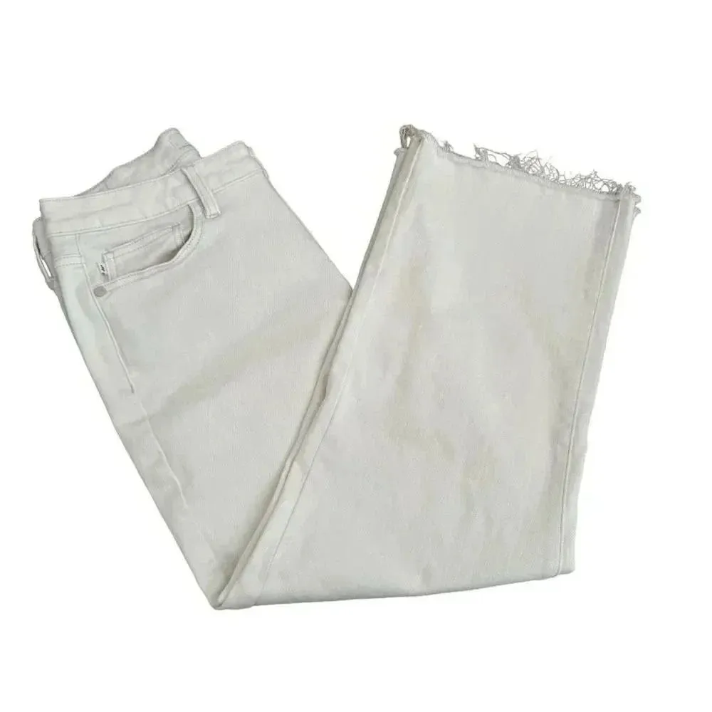 Judy Blue White Wide Leg Crop High Waisted Y2K Minimalist Denim SZ 7/28 #1942 - Image 5