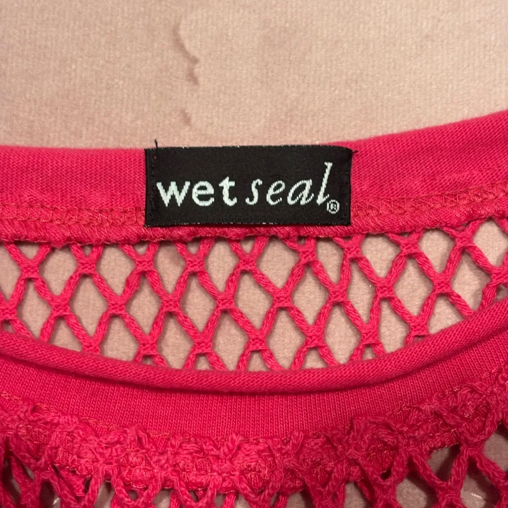Wet Seal Fuchsia Mesh Tank Top Vintage Y2K Medium - Image 6