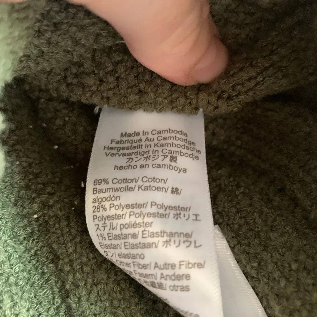 J. Crew Forest Green Crew Neck Sweater Crop Women Size XXS Cotton Winter Top - Image 3