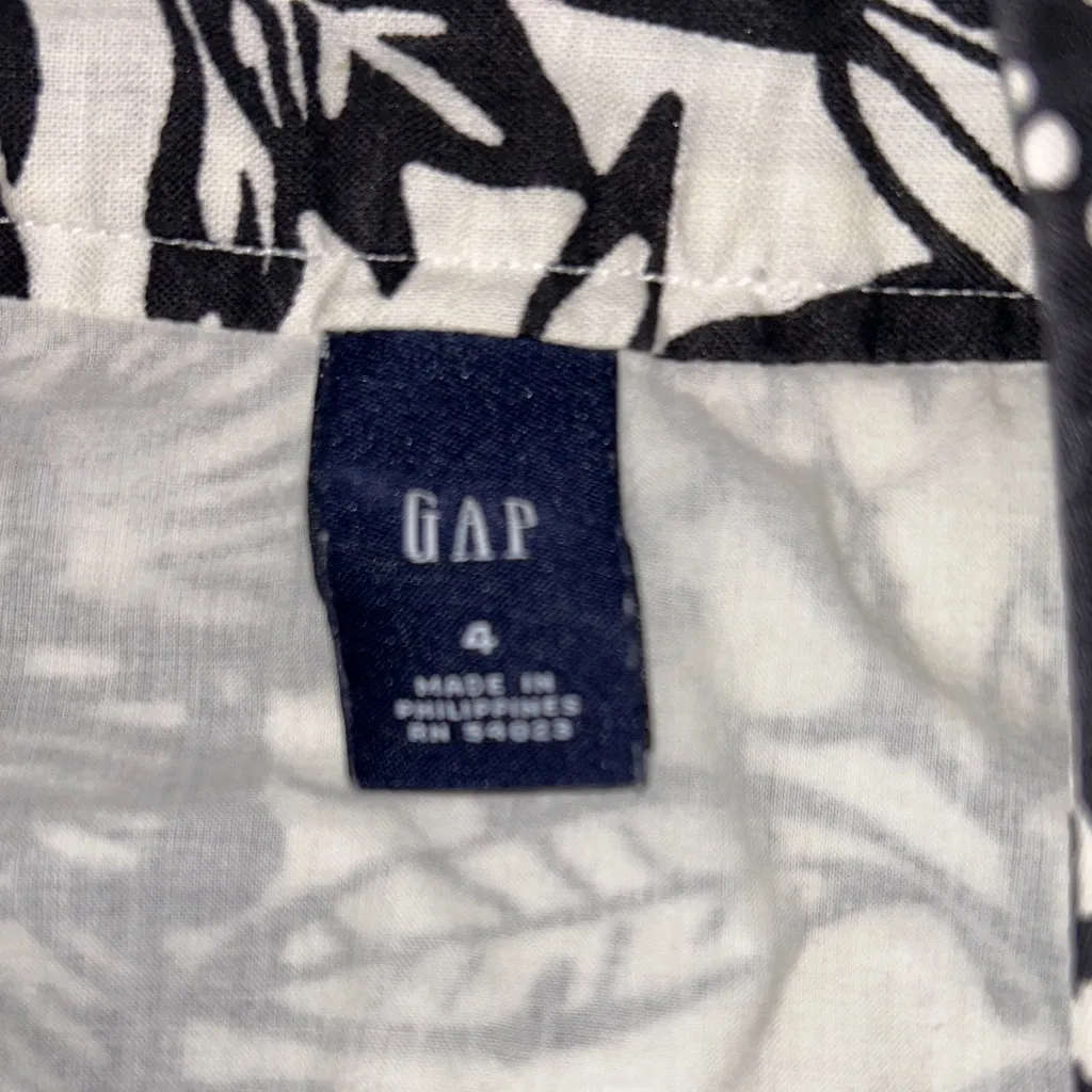 GAP Black and White Floral‎ A-Line Mini Skirt Linen/Cotton Size 4 - Image 3