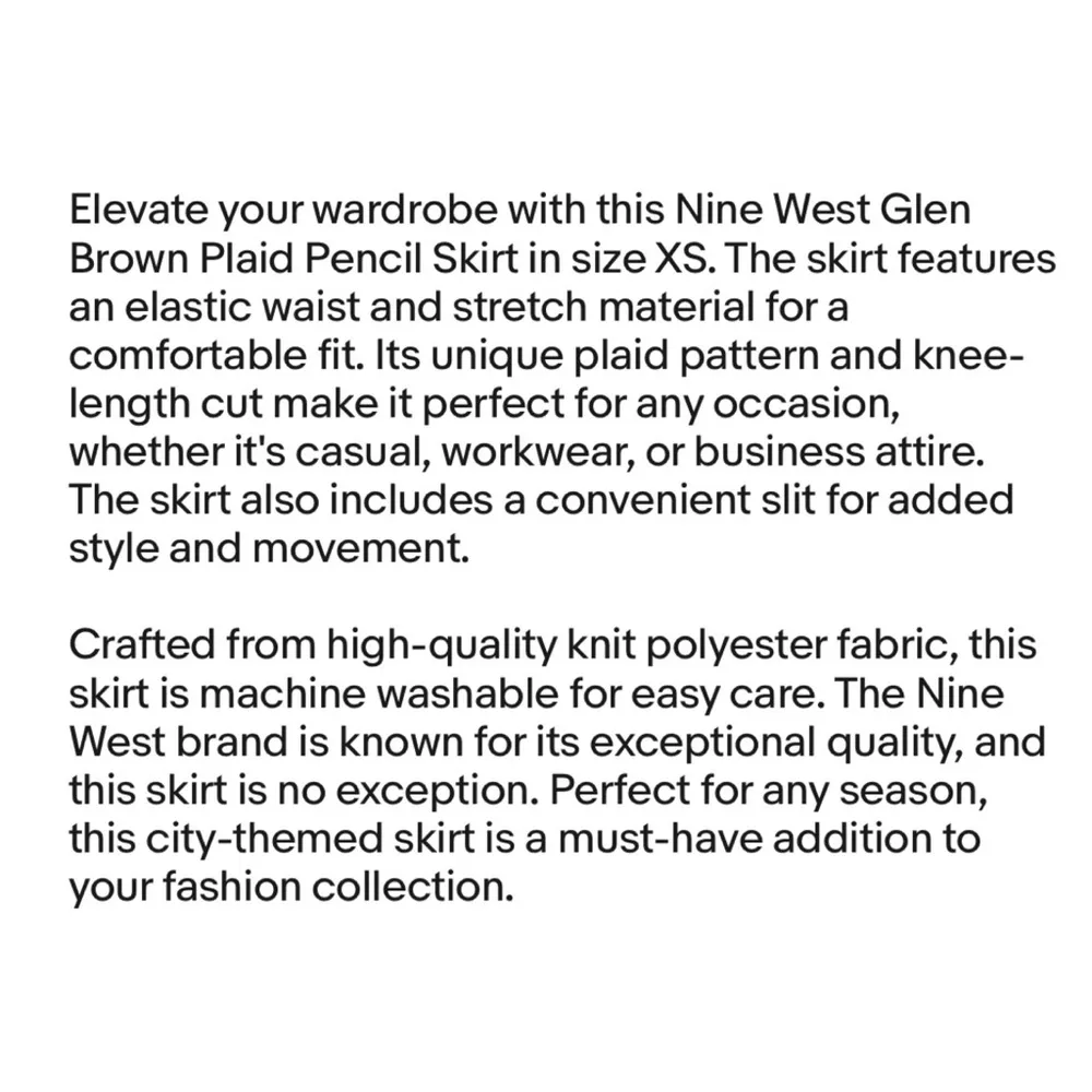 Nine West Women’s Glen Brown‎ Plaid Pencil Skirt XS - Image 4