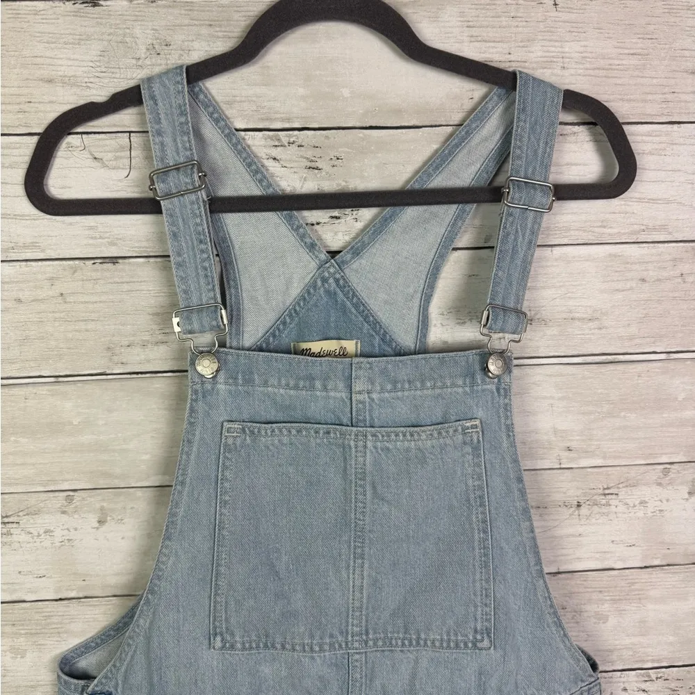 Madewell Raw Hem Oversize Denim Carpenter Shortalls Lakebrook Wash Size Large - Image 5