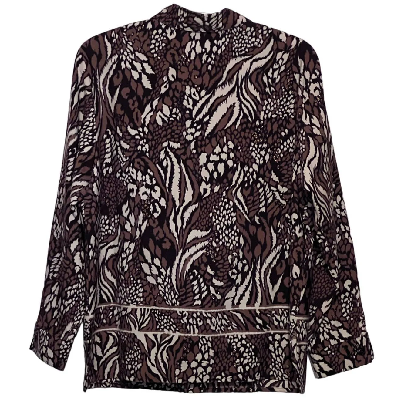 Bon Worth Women's Brown White‎ Sparkles Button Front Blouse Size Small Petite - Image 2