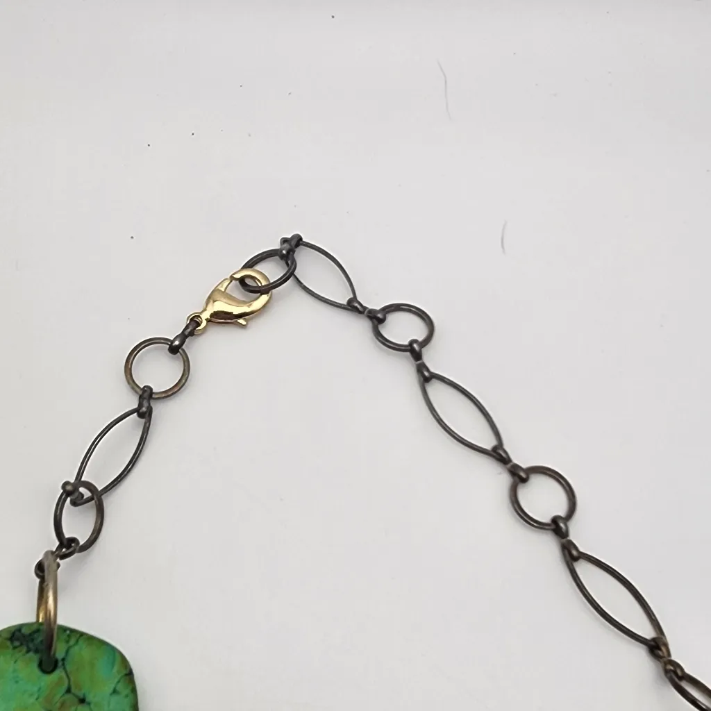 Handcrafted Chunky Lime Green Dyed Howlite Stone Necklace - Image 5