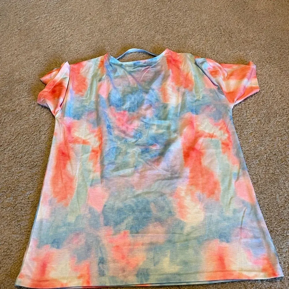 Bright tie dye boutique‎ shirt Orange Size L - Image 4