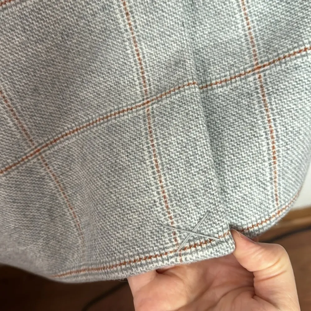 Abercrombie & Fitch heavyweight windowpane wool blend blazer coat light grey XXL - Image 11