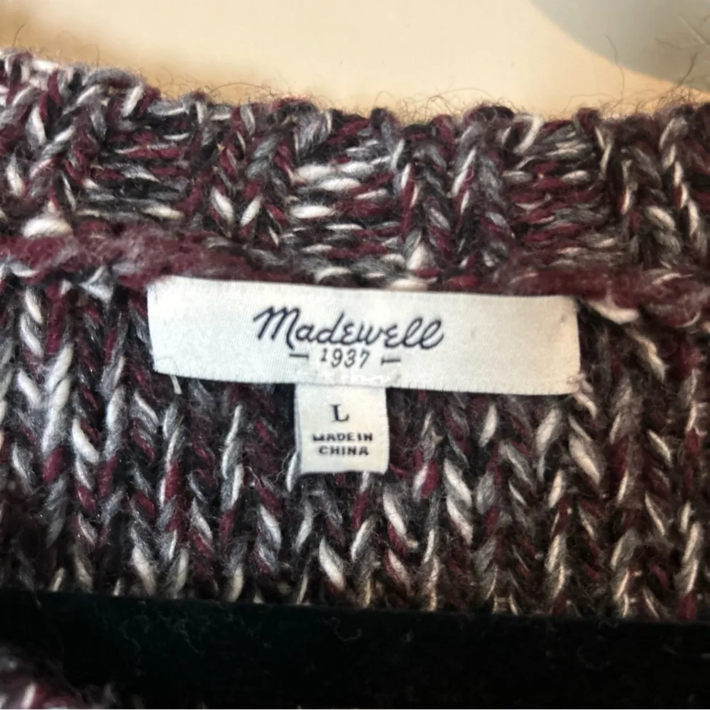 Madewell Firelight Pullover Wool Alpaca Marled Cable Knit Sweater Sz Large - Image 2