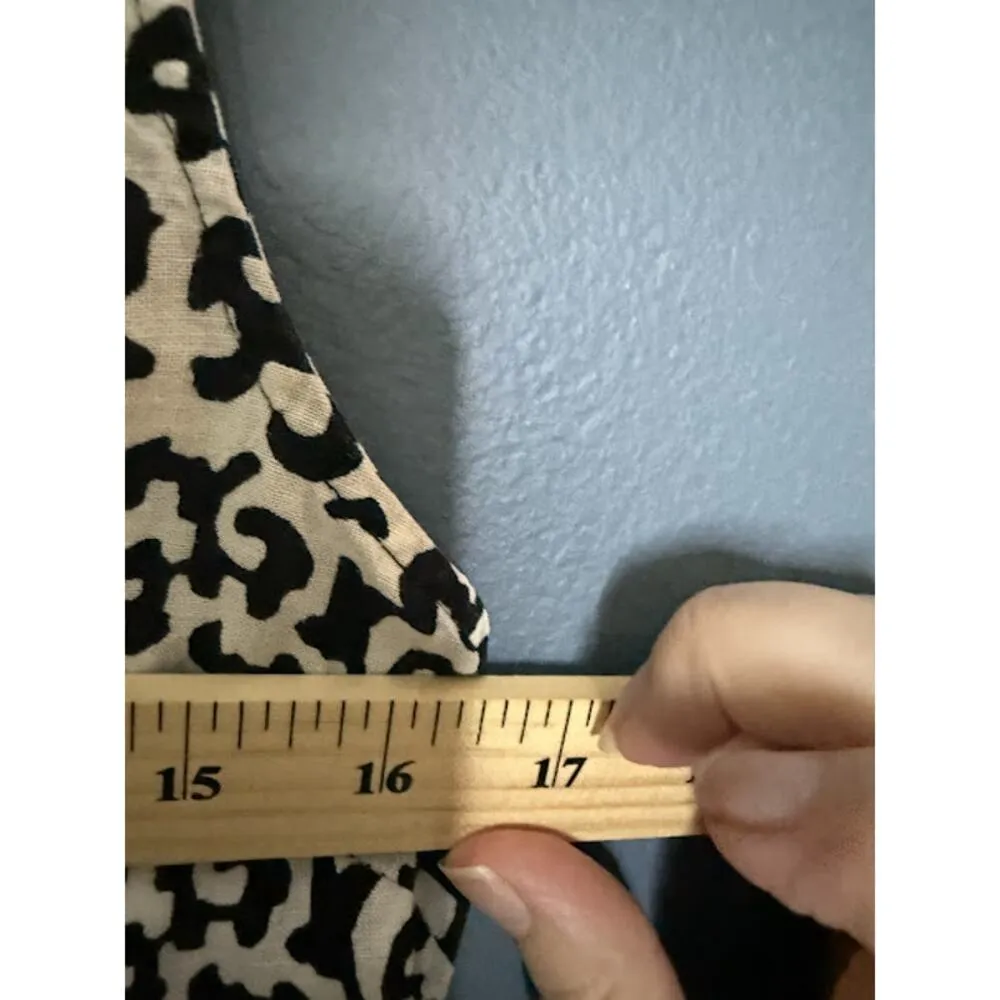 Keyhole Office Tank Top Print Black White Basic Embroidered Formal Casual Sz M/L Size L - Image 9