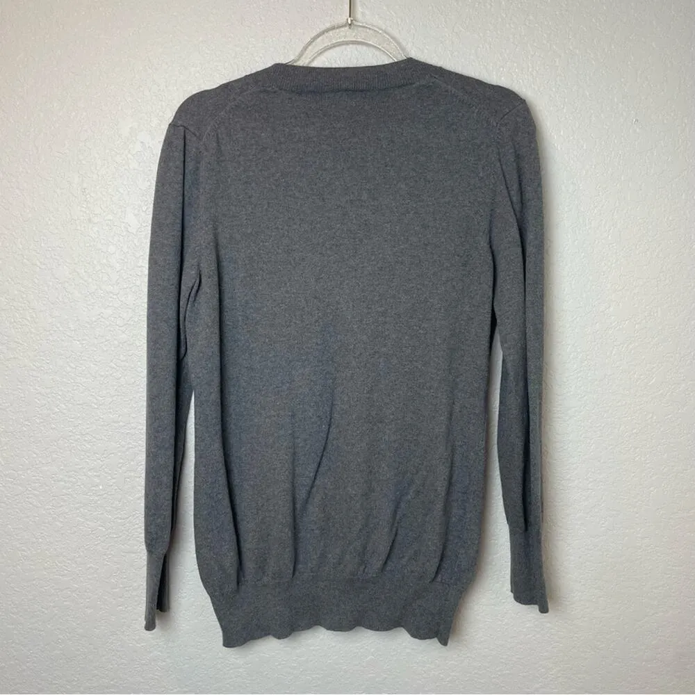 GRACE ELEMENTS Dark Charcoal Gray Button Up Cardigan 5% Cashmere Size L - Image 6