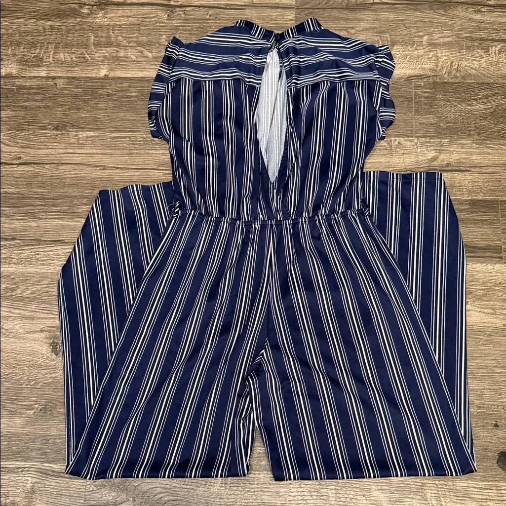 Monteau Navy and White Striped Jumpsuit - Image 4