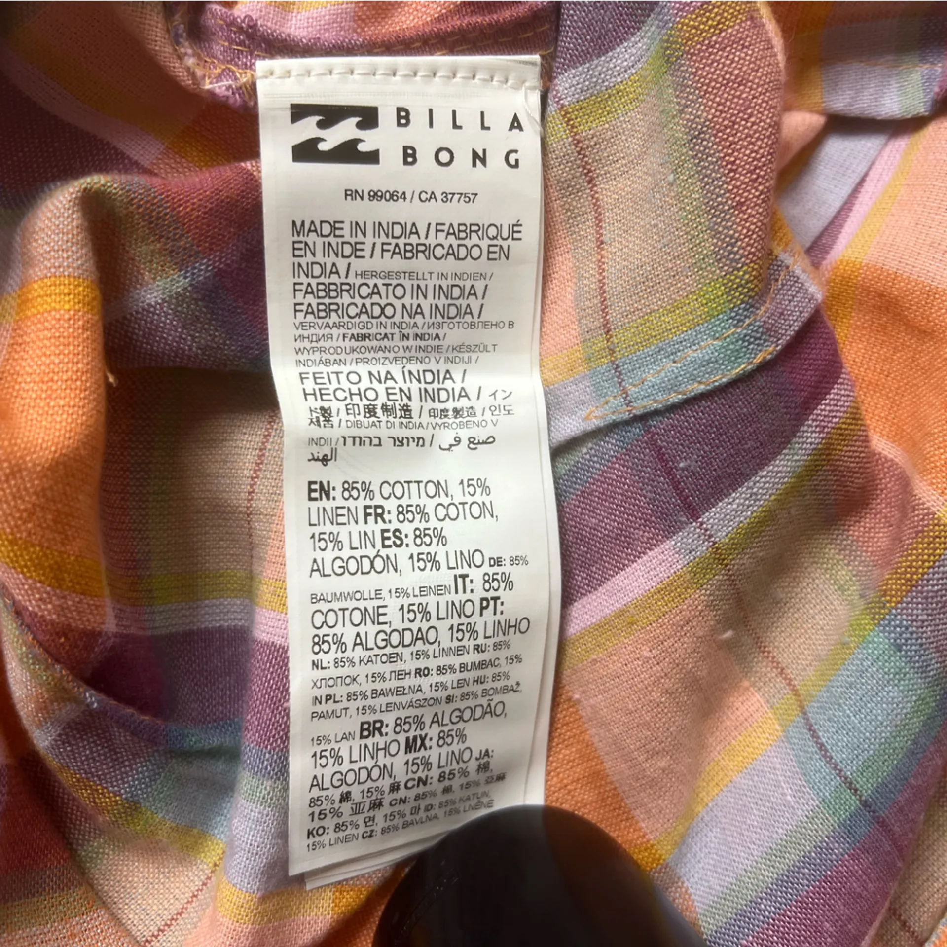 Billabong Salty Blonde Break Point Pants  Multicolor Plaid Wide Leg Pants size 3 - Image 8