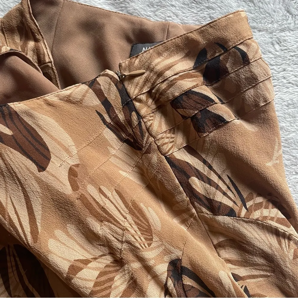 Nine West Vintage Silk Flared Lace Trim Grunge Printed Midi Trumpet Flowy Skirt - Image 3