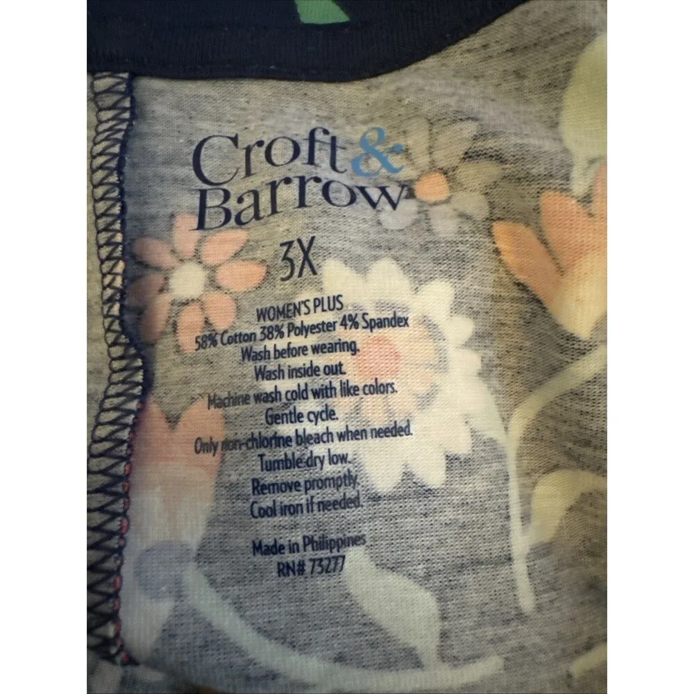 Croft & Barrow 3X Midi Dress Floral Belted Blue Stretch Work Boho V-neck  New - Image 4