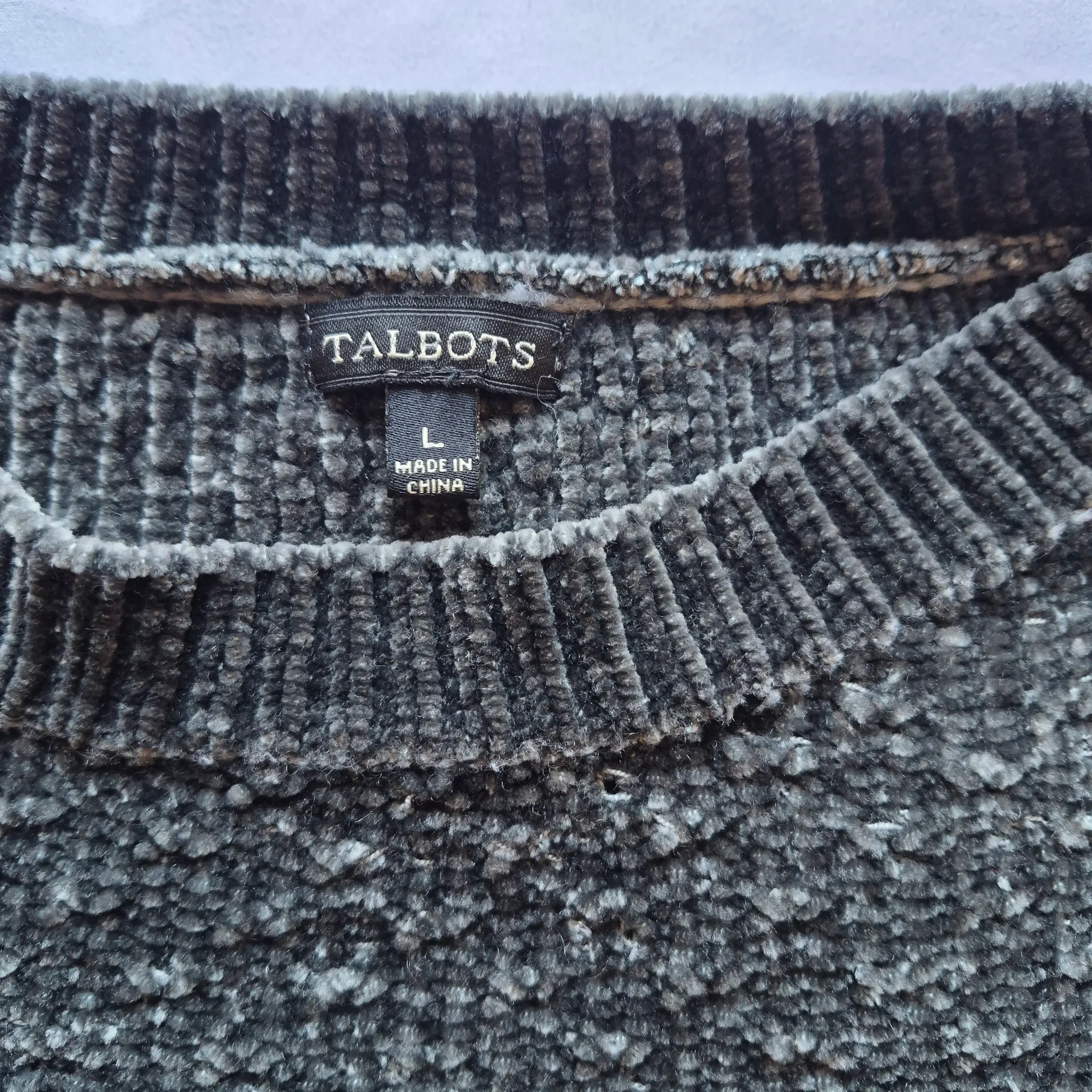 Talbots Charcoal Gray Soft Knit Cropped Sweater Oversized Size L - Image 2