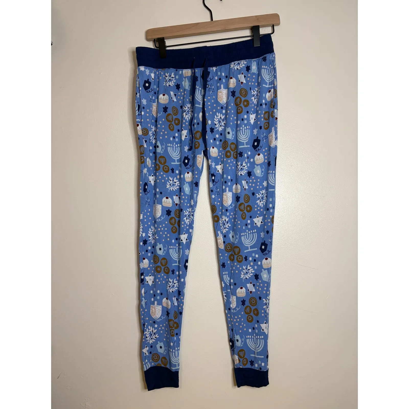 Little Sleepies Hanukkah Pajama Pants Women's Small Blue Dreidel Menorah Print Size undefined - Image 2