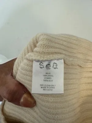 SEA New York Wool Sweater M Sheer Silk Organza Sleeve Pullover Ivory‎ Top Size M - Image 8