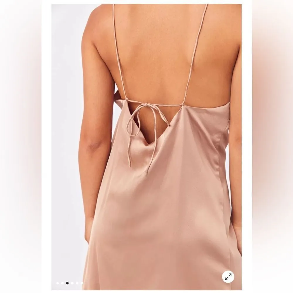 NWT Urban Outfitters Satin Tie Back Slip Dress Bronze Size Small - Image 3