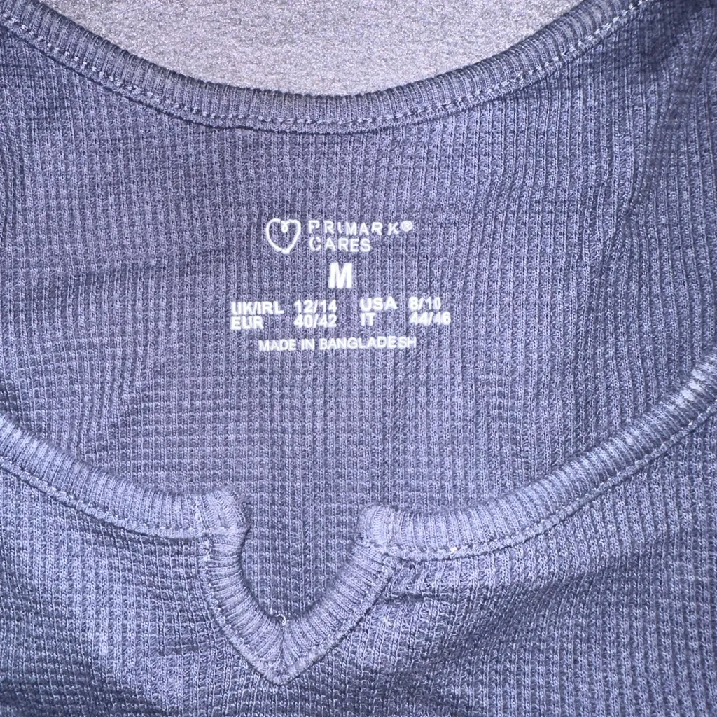 Primary Blue Cropped Notch/Vneck Waffle Tank Top - Image 5