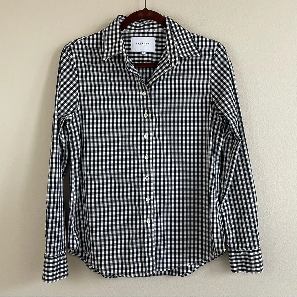 THE SHIRT BY ROCHELLE BEHRENS Black Large Check Long Sleeve Icon Shirt Size M - Image 3