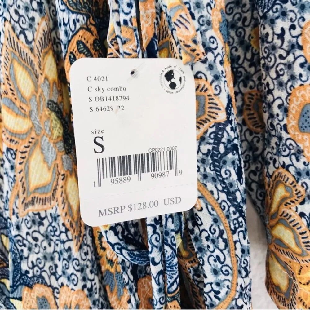 NWT Free People Dress Teegan Mini Faux Wrap Top Long Sleeve Floral V-Neck Large - Image 10