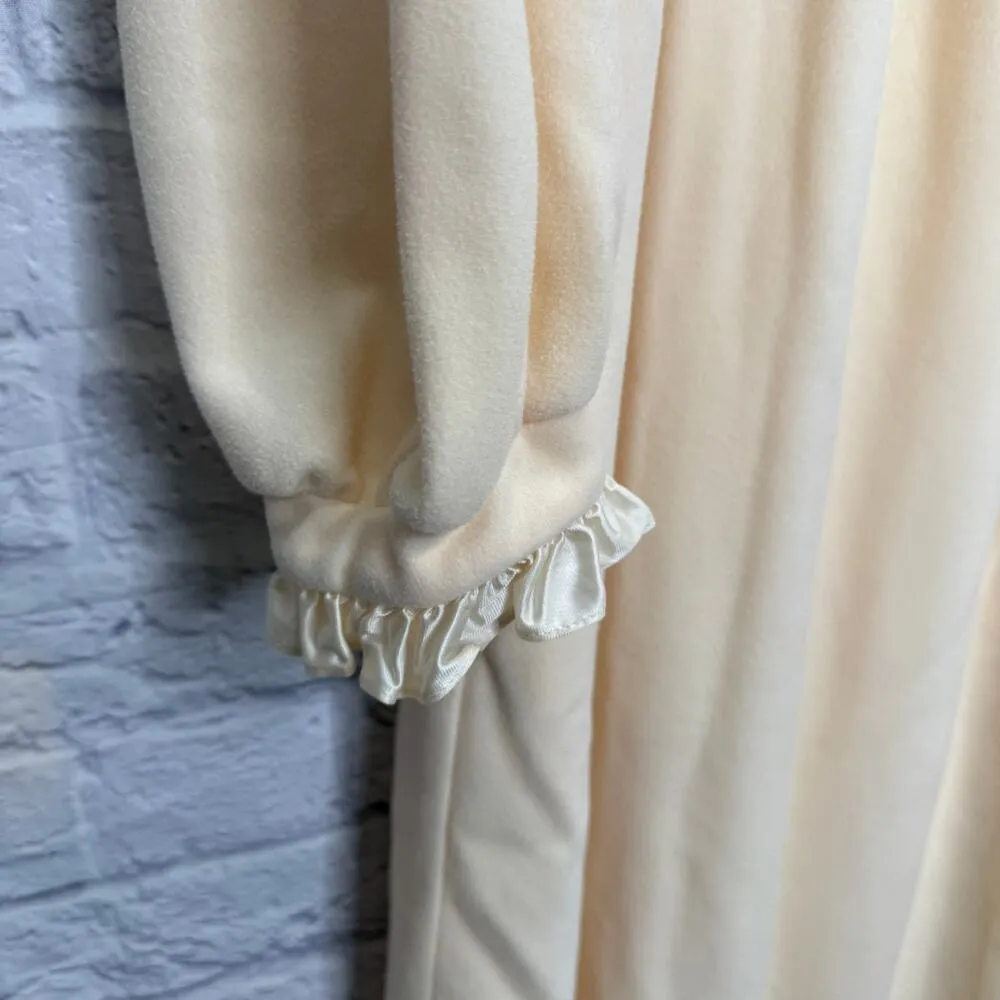 Vintage Miss Elaine Long Sleeve Fleece Nightgown Beige 1/2 Zip Ruffle Size M Size M - Image 6