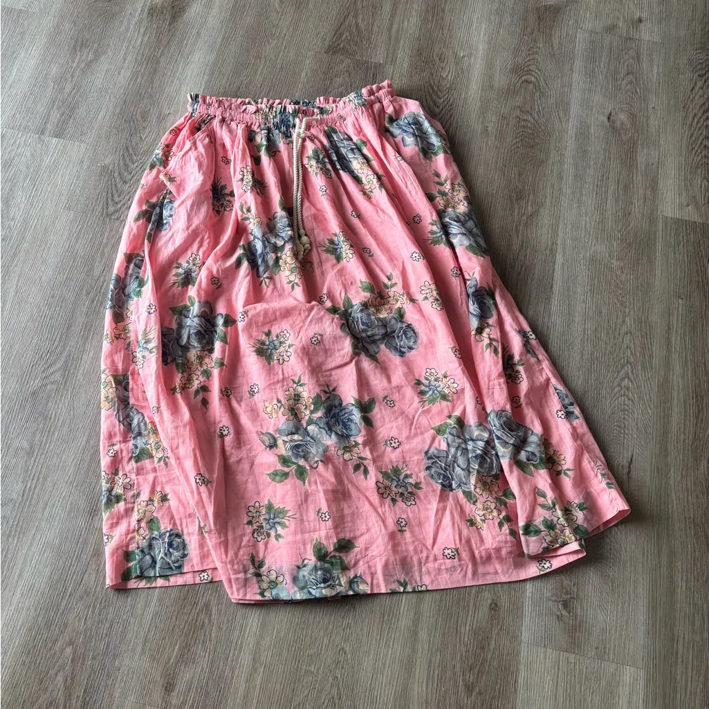 Free People Seaside Rose Pink Floral Maxi Skirt - Image 4