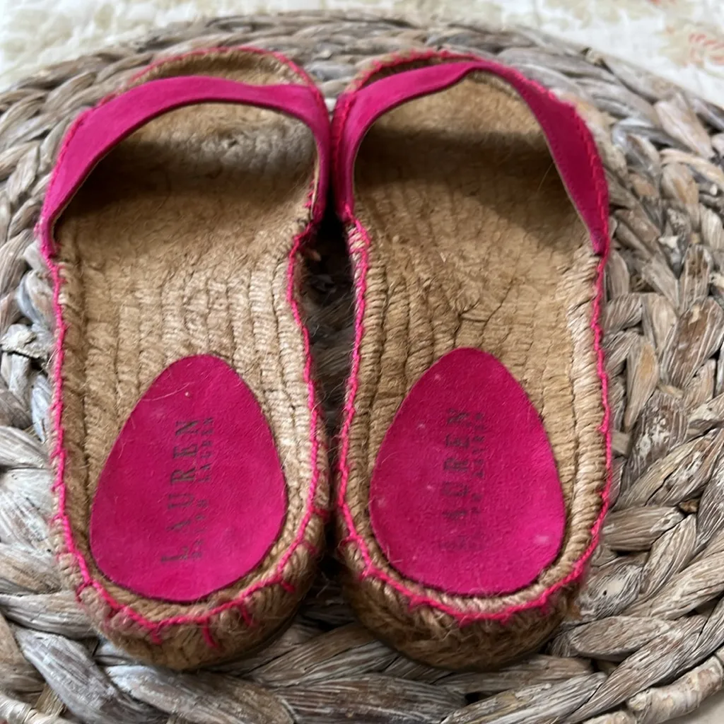 Lauren Ralph‎ Lauren Caliana Fuchsia Suede Espadrille Sandals Size 7.5 - Image 5