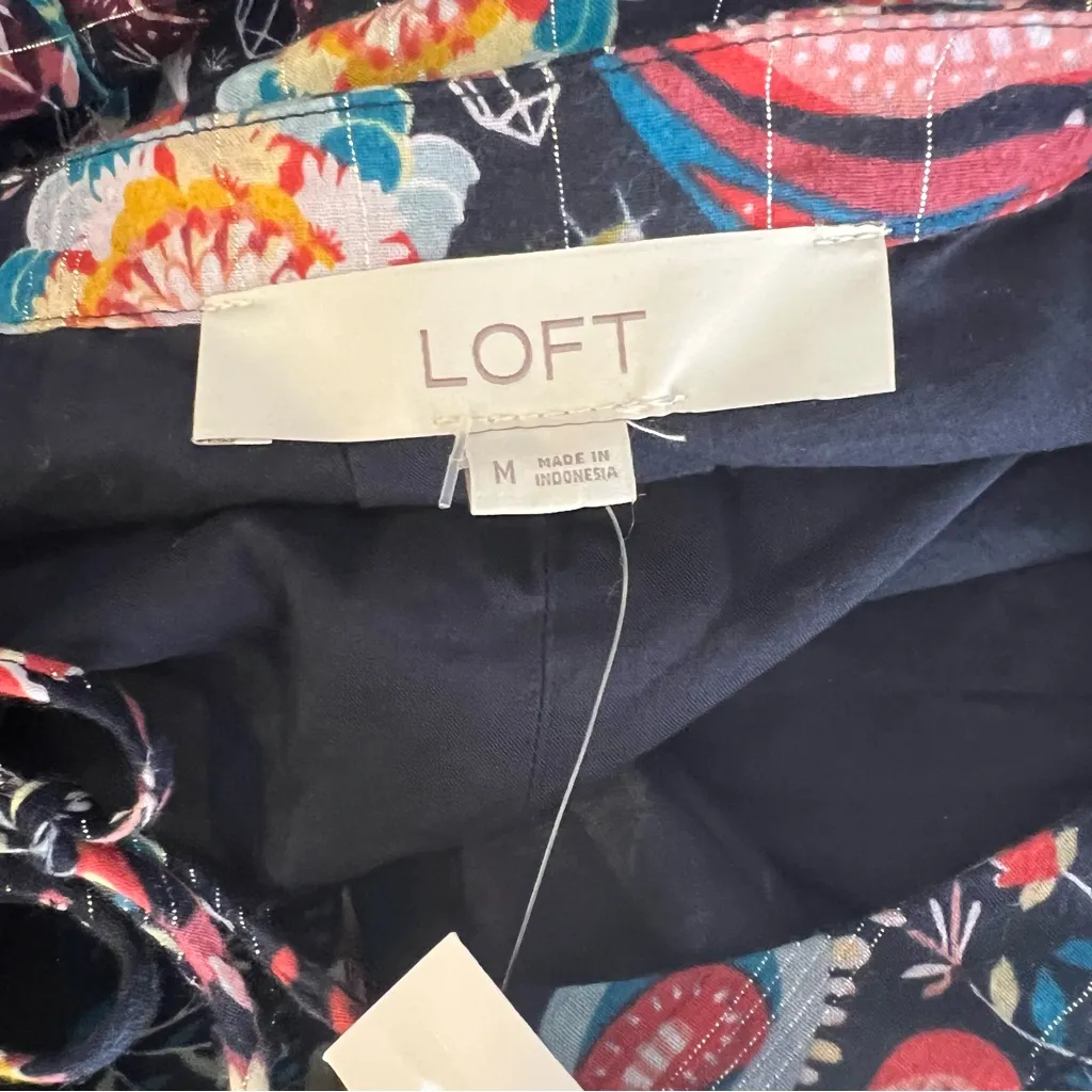 LOFT Shimmer Paisley Tie Neck Midi Dress size Medium NWT - Image 13