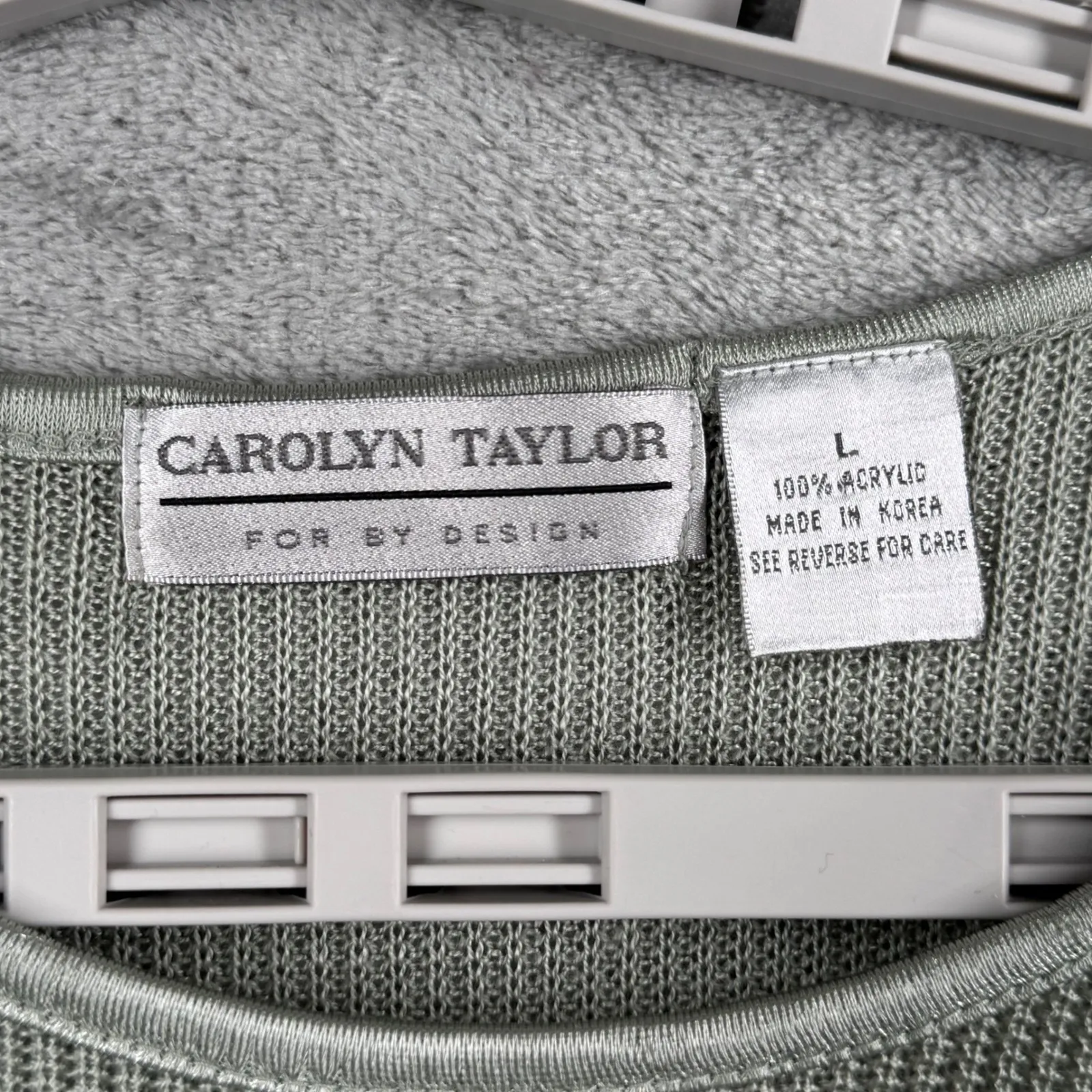 Carolyn Taylor Ribbed Top L Sage Green Long Sleeve Crewneck Minimalist Sweater - Image 6