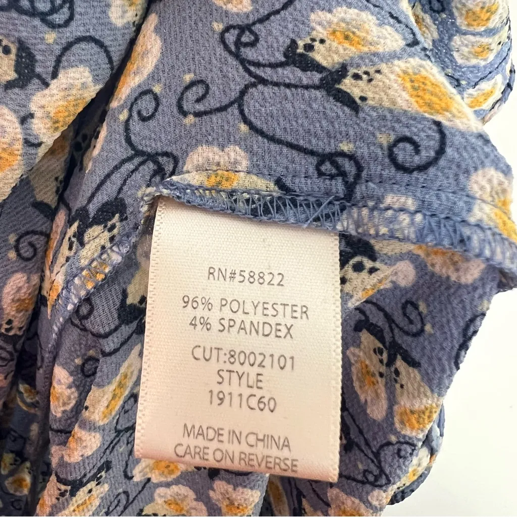 Max Studio V-Neck Puff Sleeve Tiered Dress Size Small Blue Floral Summer Maxi - Image 6