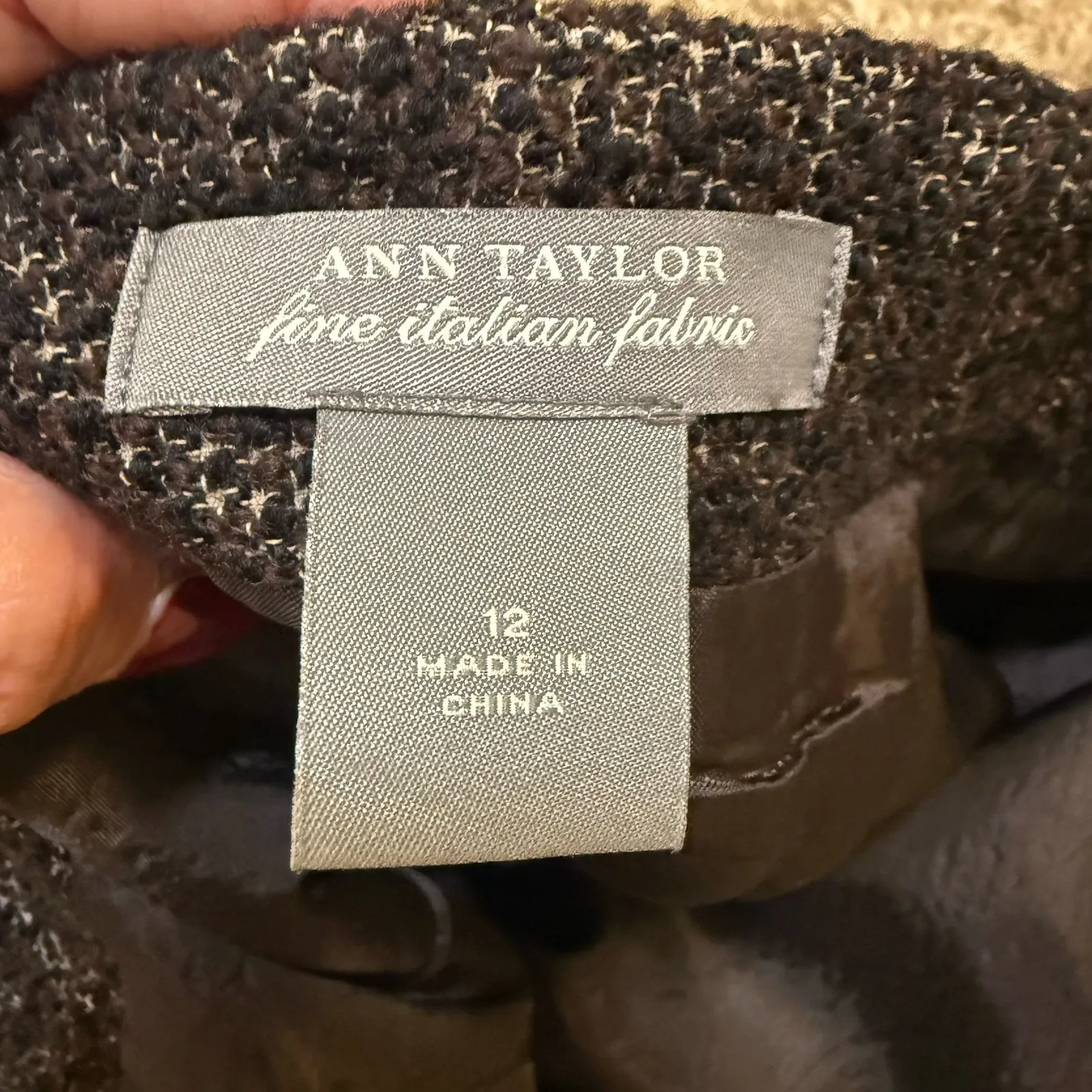 Ann Taylor Skirt‎ 12 Black Brown Tweed Wool Blend Lined Pencil Career Classic - Image 6