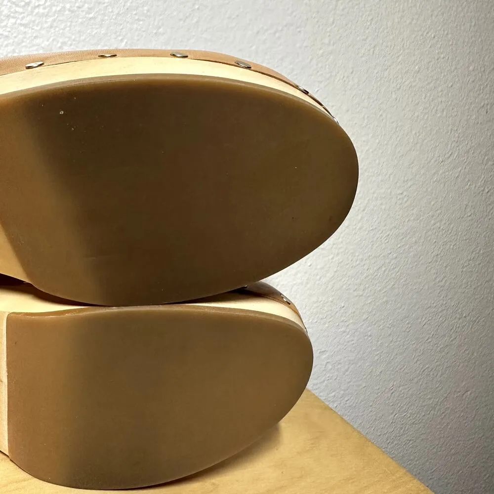 Loeffler Randall Lupa Honey Mid Heel Clog Leather Round Toe Brown 10B - Image 6