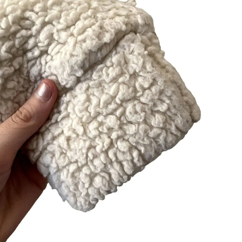 vintage fleece half zip sweater jacket chevron cream pullover - Image 5