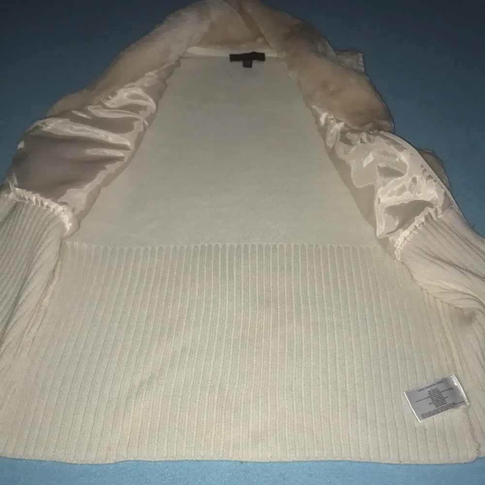 𝅺GLO jeans faux fur and knit zip up sleeveless vest cream colored Y2K size L - Image 3
